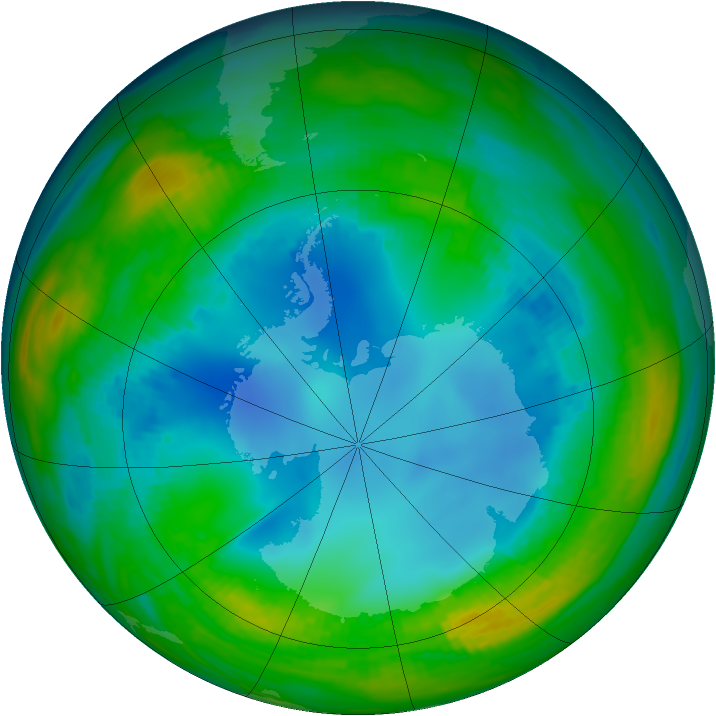 Antarctic ozone map for 02 August 1987